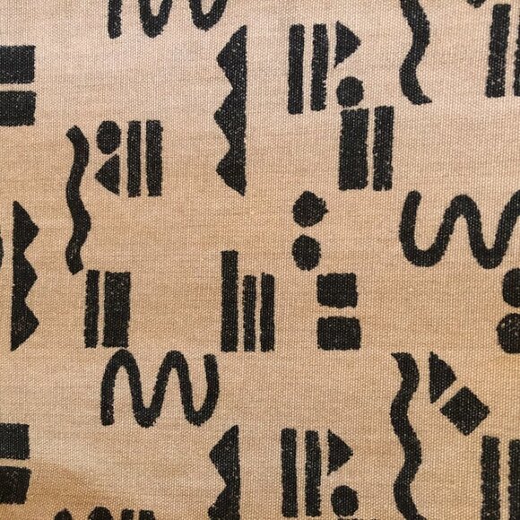 Vintage Custom Made Window Treatment Valance Abstract Print Tan + Black Sz OS - Picture 2 of 3